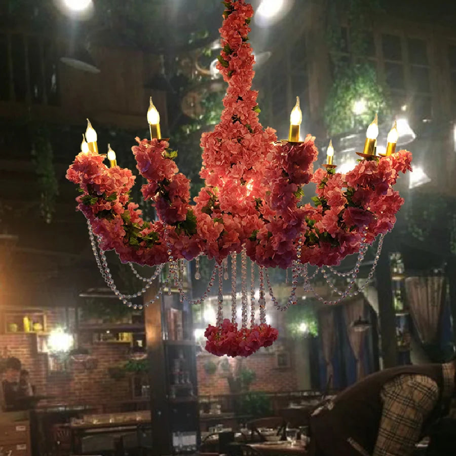 Romantic Bouquet Pendant Light Industrial Style Theme Music Restaurant Hot Pot Shop FIower Decoration Big Chandelier