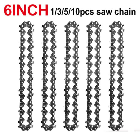 1/3/5pcs 6 Inch Mini Chainsaw Chain Set Cordless Electric Saw Chain Wood Branch Cutting Sharp Chains Blades Replacement