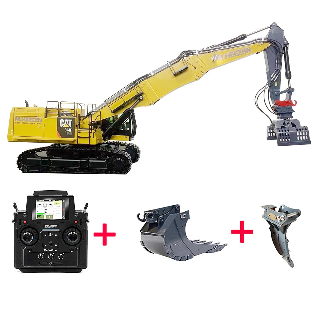 1/14 RC 4 Section Arm 374F Hydraulic Excavator Full Metal Model Upgraded Version Arm Detachable Excavator Model Toys