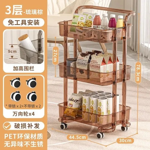 Kitchen Storage Trolley Organizer Plastic Housekeeping Candy Kitchen Cart Grocery Service Carrito Plegable Con Ruedas Furniture