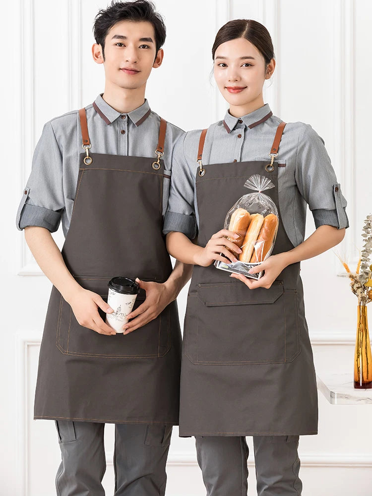 Korean Fashion Canvas Apron Antifouling Dirt Resistant Chef Waiter Kitchen Aprons Home Business Cleaning Tools for Women and Man