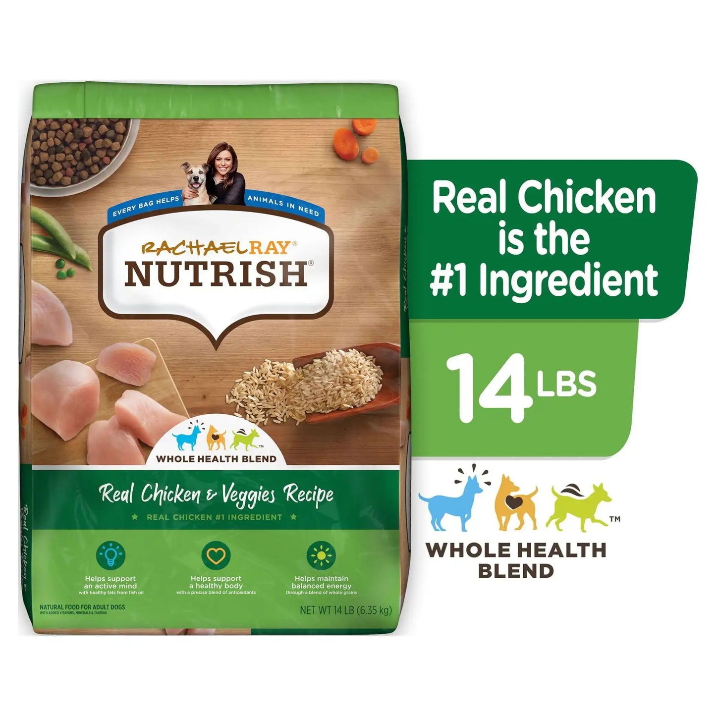 Rachael Ray Nutrish Dish Real Chicken & Veggies Recipe Dry Dog Food, 14 lb. Bag