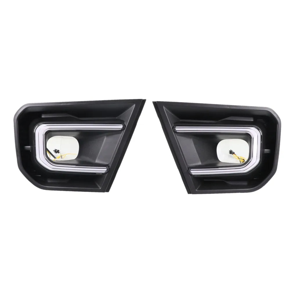 LED Daytime Running Lights Case for Ford Ranger Wildtrak 2023 2024, 6000K White DRL + Streamer Yellow Turn Signals, Strat Scan