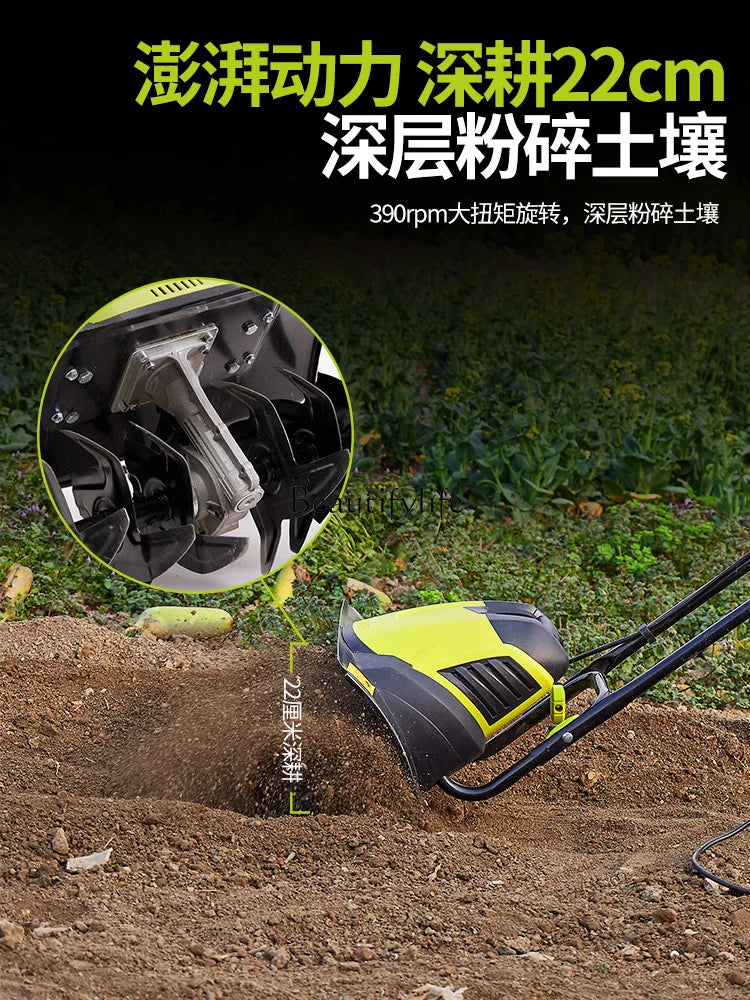 Electric Ground-Turning and Soil-Loosening Artifact Mini-Tiller Small Soil Preparation Machine Household