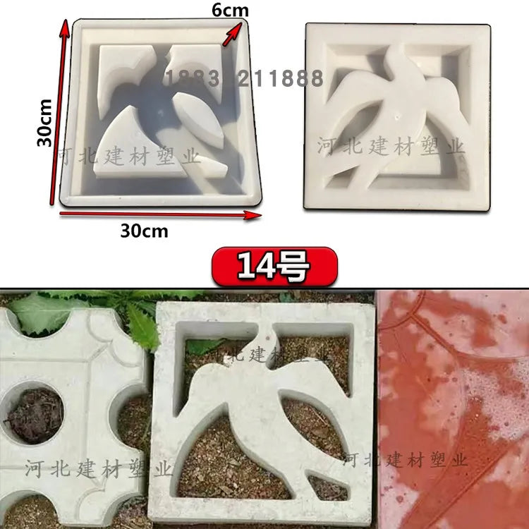 Cement Antique Brick Mold Square Garden Wall Making Brick Mould 3D Carving Anti-Slip Concrete Plastic Paving Molds