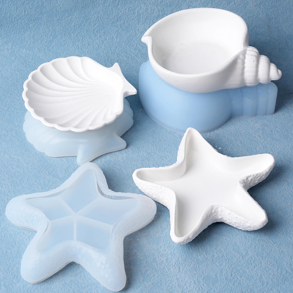 3D Conch Flower Pot Silicone Mold Gypsum Concrete Shell Starfish Jewelry Storage Tray Candlestick Making Mould Home Decor Craft