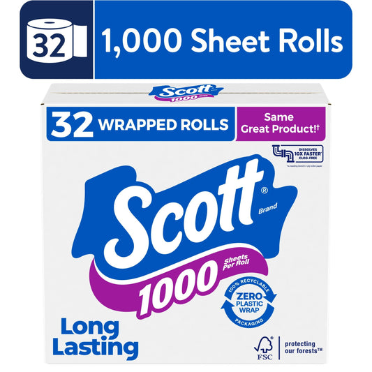 1000 Toilet Paper, 32 Rolls, 1,000 Sheets per Roll