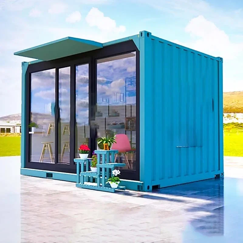 container mobile room office leisure cabin outdoor book bar kiosk simple snack bar coffee shop