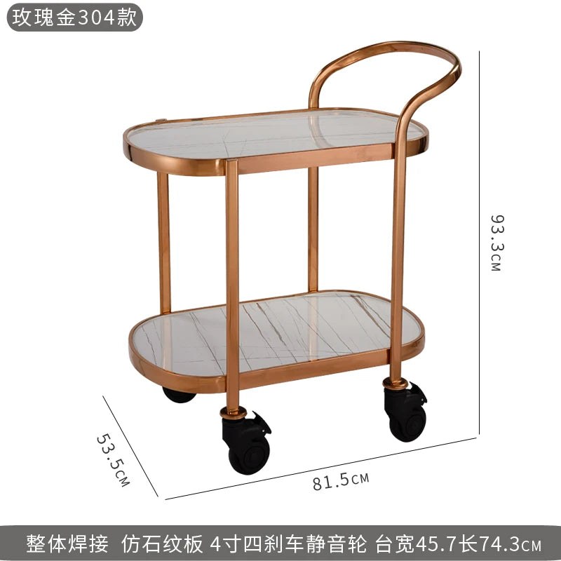 Stainless Basket Cart Drink Trolley Luxury Hotel Cleaning Tool Metal Wheels Mini Housekeeping Bar por mayor Rotating Serving