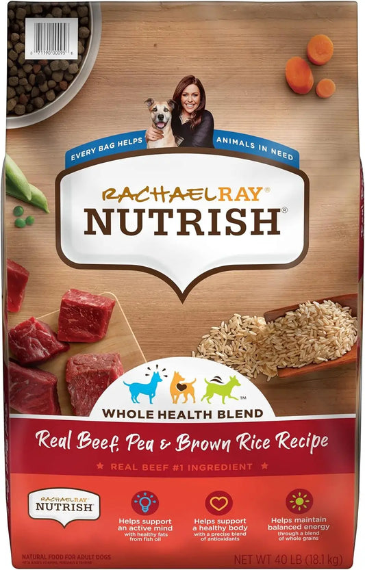 Rachael Ray Nutrish Premium Natural Dry Dog Food, Real Beef, Pea, & Brown Rice Recipe, 40 Pound Bag (Packaging May Vary)