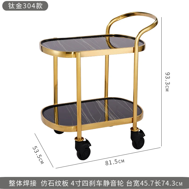 Stainless Basket Cart Drink Trolley Luxury Hotel Cleaning Tool Metal Wheels Mini Housekeeping Bar por mayor Rotating Serving