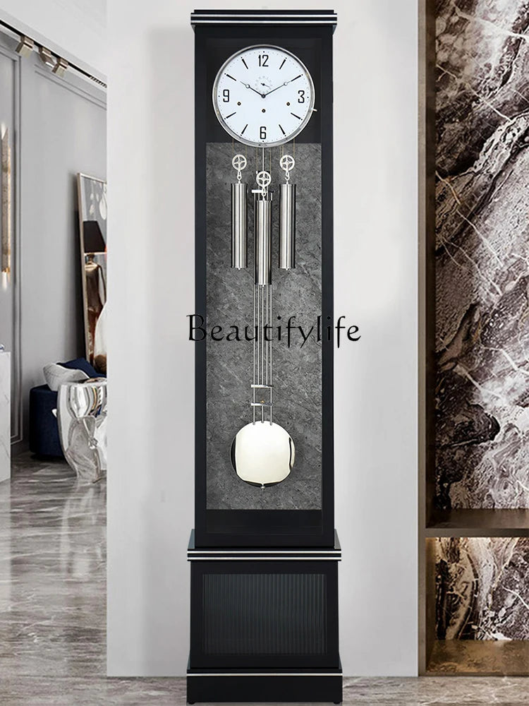 German Hermle Light Luxury the Grandfather Clock Chinese Retro Pendulum Clock Mechanical Solid Wood Large Clock