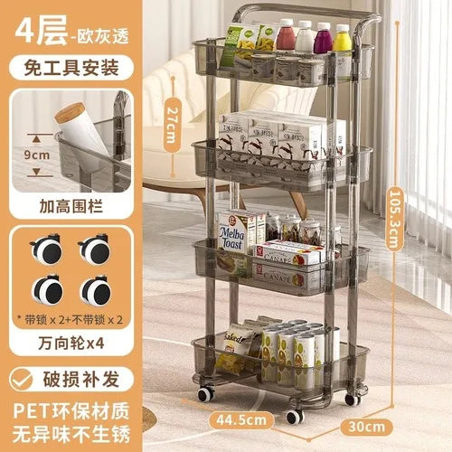 Kitchen Storage Trolley Organizer Plastic Housekeeping Candy Kitchen Cart Grocery Service Carrito Plegable Con Ruedas Furniture