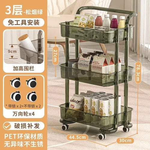 Kitchen Storage Trolley Organizer Plastic Housekeeping Candy Kitchen Cart Grocery Service Carrito Plegable Con Ruedas Furniture