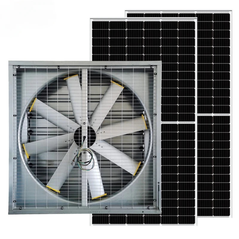 Industrial Commercial Big Box Air Exhaust Livestock Cow Shed Horse Barn Solar DC Motor Axial Fan Ventilation Cooling Wall Fan