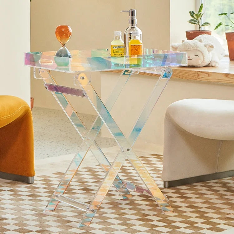 Hotel furniture luggage housekeeping cleaning room service rainbow acrylic trolley Bar Cart Acrylic Hotel Trolley