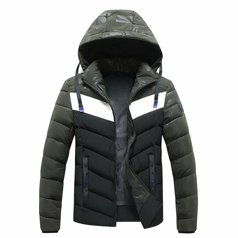 Parkas Men Coat Outwear Thick Warm Parkas Jacket Coat Men Casual Windbreaker Patchwork Hooded Parkas Jacket Men