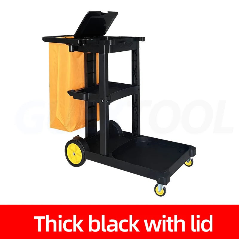 Janitorial Supplies Folding Cleaning Cart Housekeeping Cleaning Service Trolley Cart Wholesale Plastic Cleaning Trolley