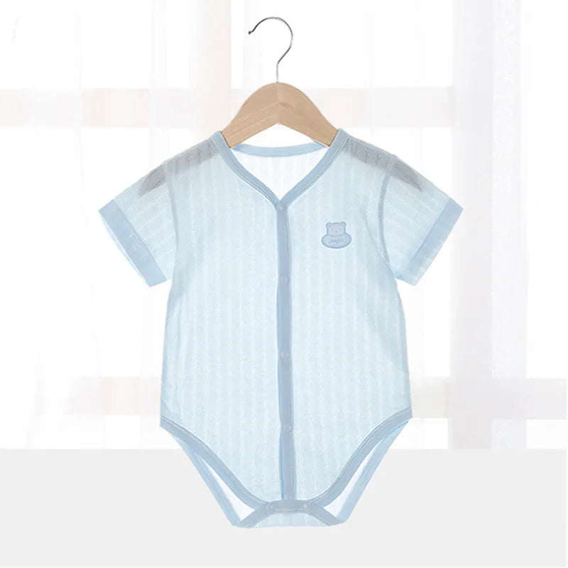 Newborn Baby Bodysuits for Boy Girl Summer Thin Outwear Casual Short Sleeve Toddler Kids Jumpsuits Children Clothes