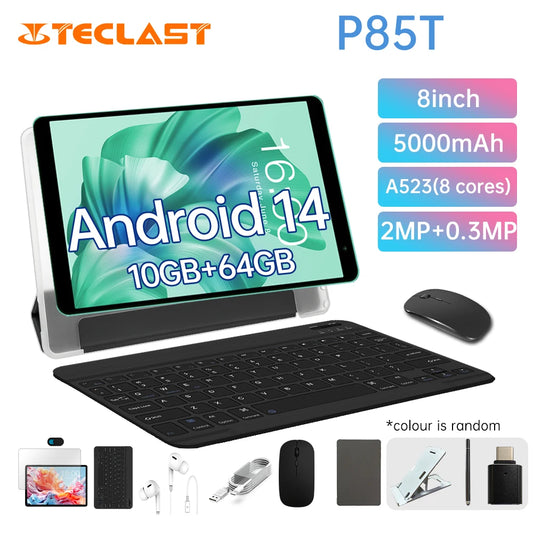 Teclast P85T 2024 Tablet Allwinner A523 8-core 1.8GHz/ 10GB(4GB+6GB) RAM/64GB ROM/8 Inch 800×1280iPS/WIFI5G/4G/5000mAh/Type-C/0