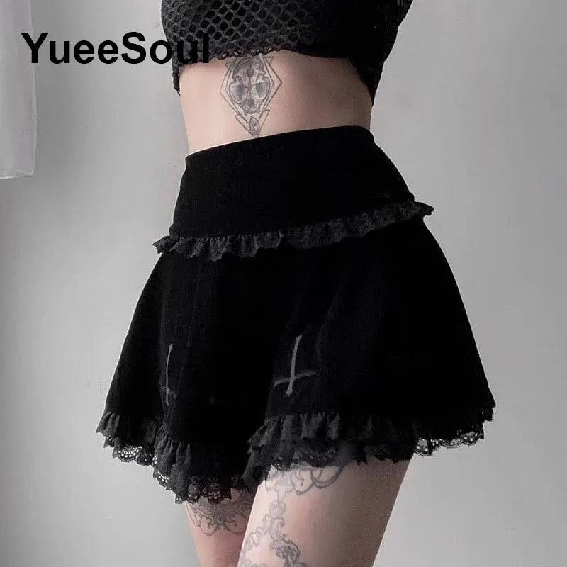 Gothic Mini Skirts 2024 New Harajuku Punk Goth Dark Grunge Y2K High Waist Women Skirts 2000s High Street Women's Skirt