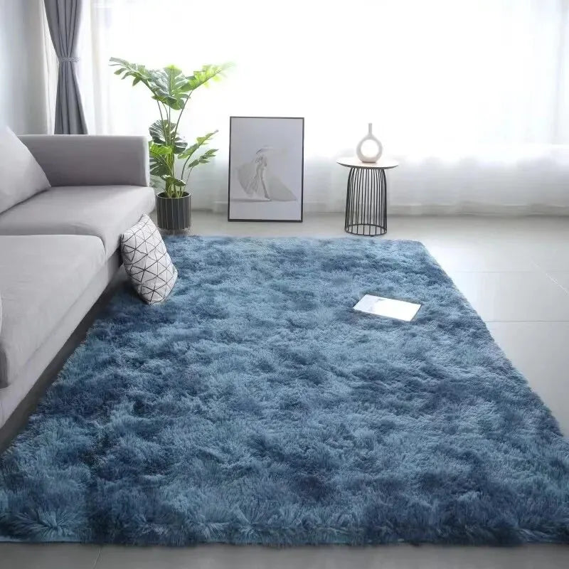VIKAMA Silk Wool Rugs Children's Room Living Room Bedroom Tie-Dye Non-Slip Washable Machine Washable Carpet Mats