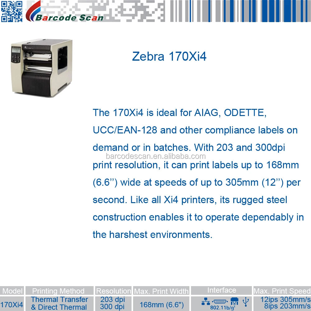 High Performance Barcode Label Printer Zebra 170Xi4 Zebra Barcode Printer