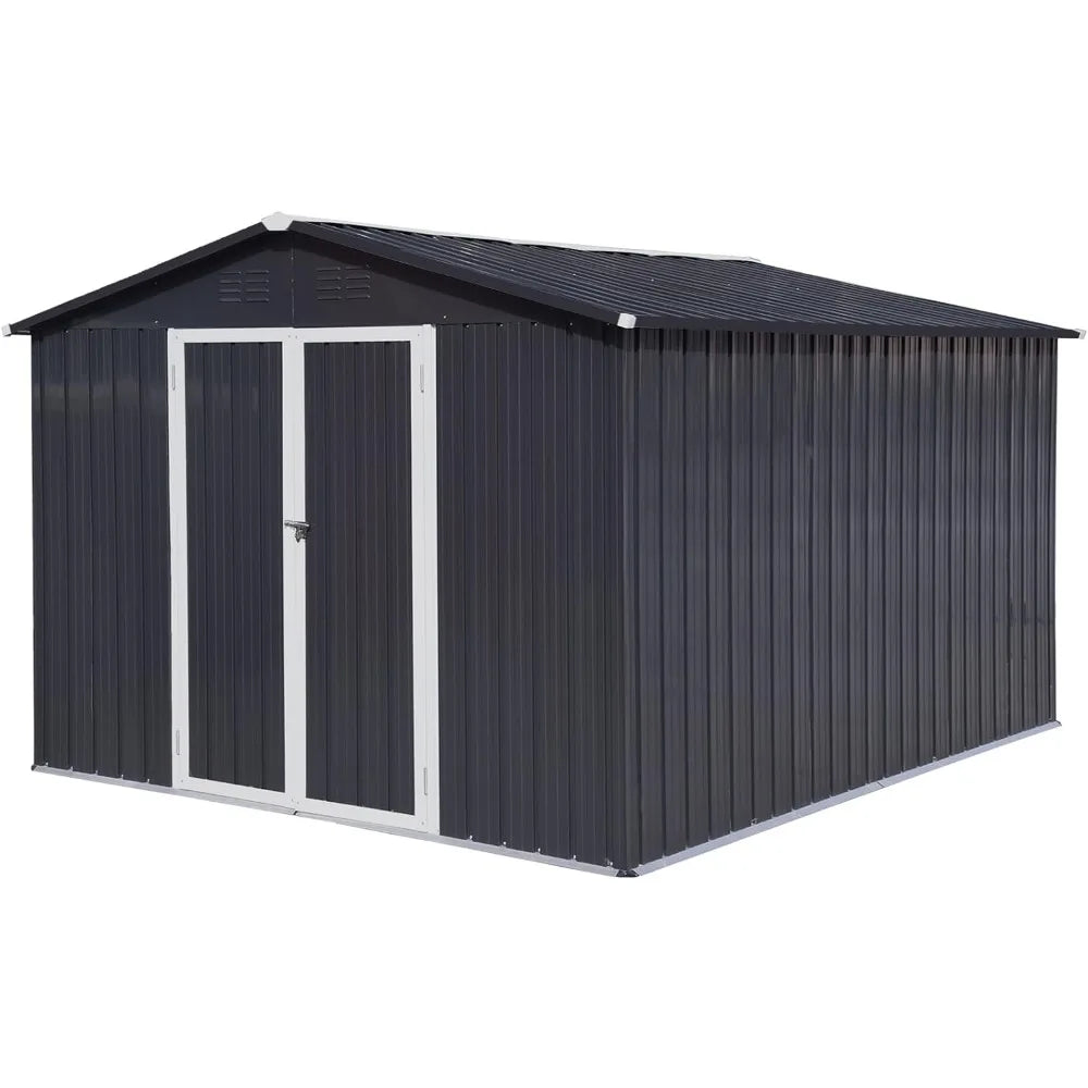 10ft x 8ft Metal Outdoor Storage Shed, Metal Garden Shed, Shed & Outdoor Garden Tool Shed for Backyard Patio, Lawn & Outdoor