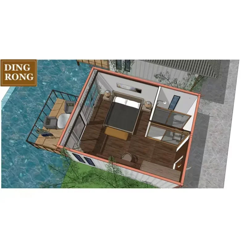 Yg Portable Modular 2 Bedroom Container Homes House Wooden Cabin Prefab Flat Pack Mobile Garden Readymade Foldable Folding Hotel