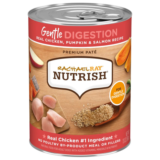 Rachael Ray Nutrish Premium Paté Gentle Digestion Real Chicken, Pumpkin & Salmon Recipe Wet Dog Food, 13 oz. Can, 12 Count