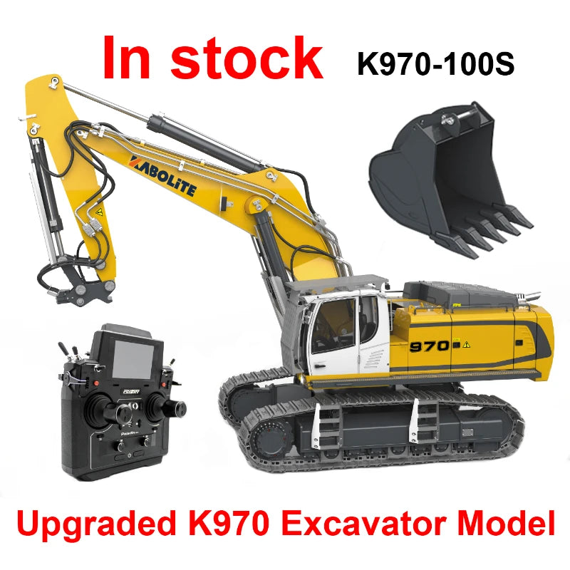 RC 1/14 Hydraulic Excavator Model Upgraded Version K970 100S PL18EV 18 Metal Excavator Model Boy Toy KABOLITE