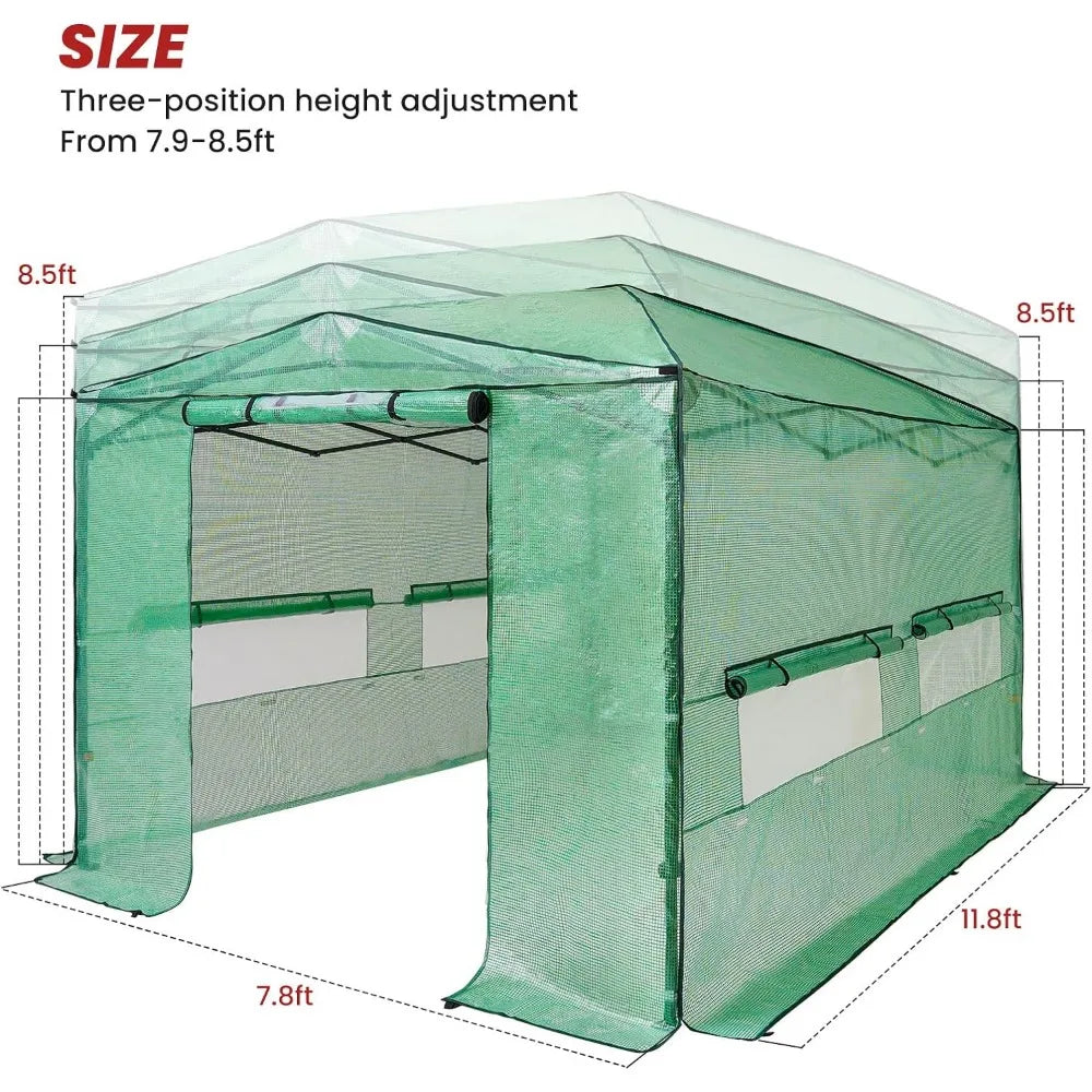 Greenhouse Garden 8'x12' Portable Greenhouse Pop-up Greenhouse Indoor Outdoor Plant Gardening Canopy Green Buildings Supplies