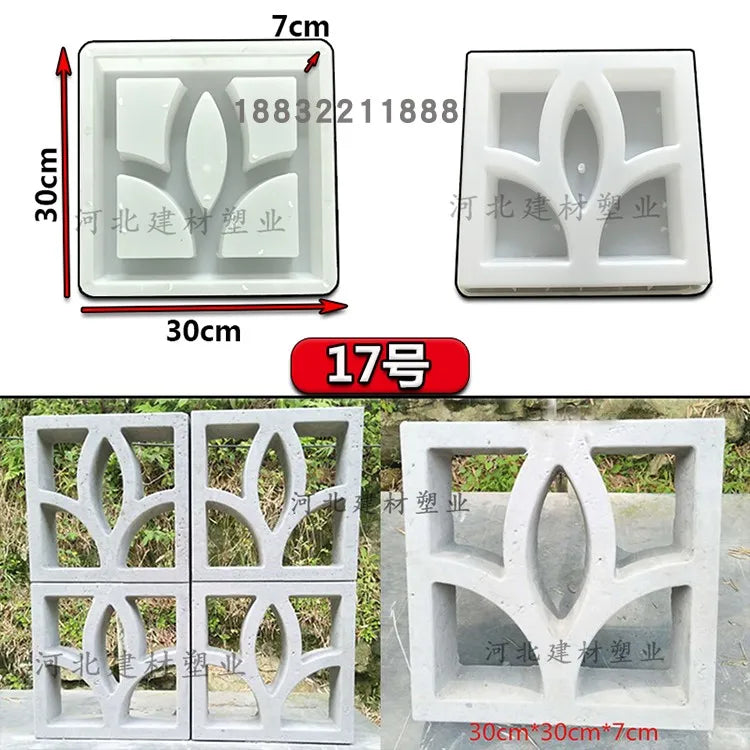 Cement Antique Brick Mold Square Garden Wall Making Brick Mould 3D Carving Anti-Slip Concrete Plastic Paving Molds