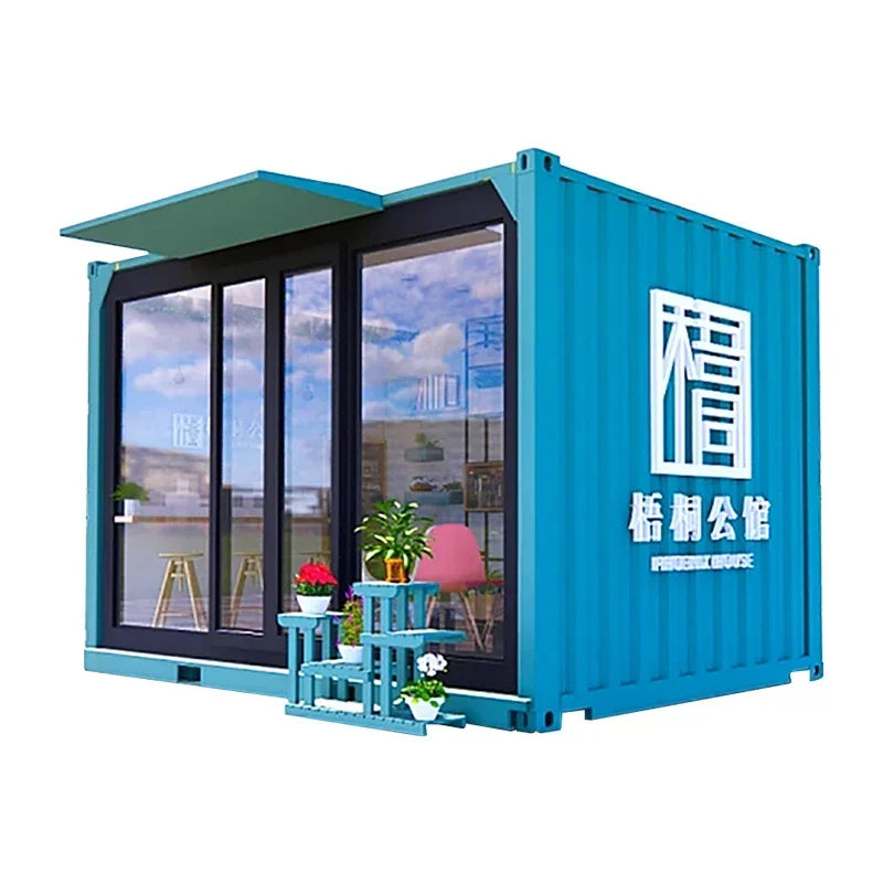 container mobile room office leisure cabin outdoor book bar kiosk simple snack bar coffee shop