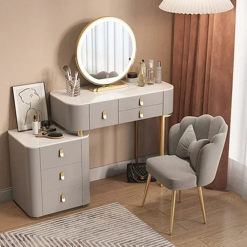 Storage Luxury Dressing Table White Makeup Mirror Chair Dressing Table European Luxury Penteadeira De Maquiagem Furniture Makeup