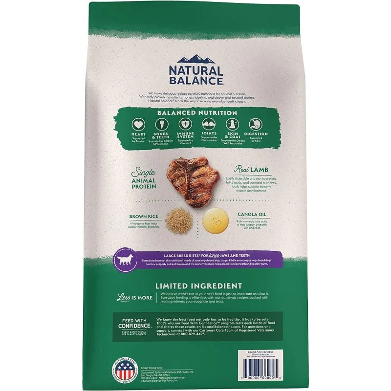 Natural Balance L.I.D. Limited Ingredient Diets Lamb & Brown Rice Large Breed Formula Dry Dog Food, 26 lbs.