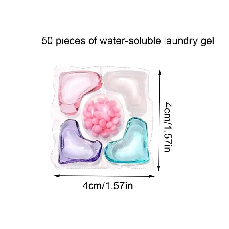 Laundry Detergent Beads 50pcs Water-Soluble Laundry Gel Pods Detergent Lasting Fragrance Laundry Detergent Ball Multifunctional