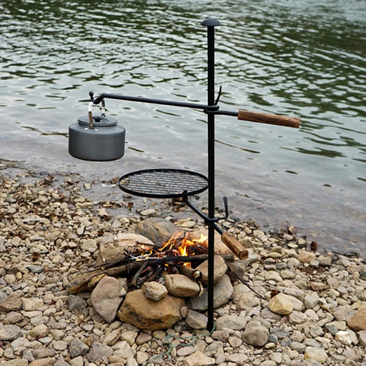 Foldable Fire Pit Grill Grate Adjustable Swivel Campfire Grill BBQ Stand Rack Over Fire Camping Outdoor Barbecue Cooking Grill