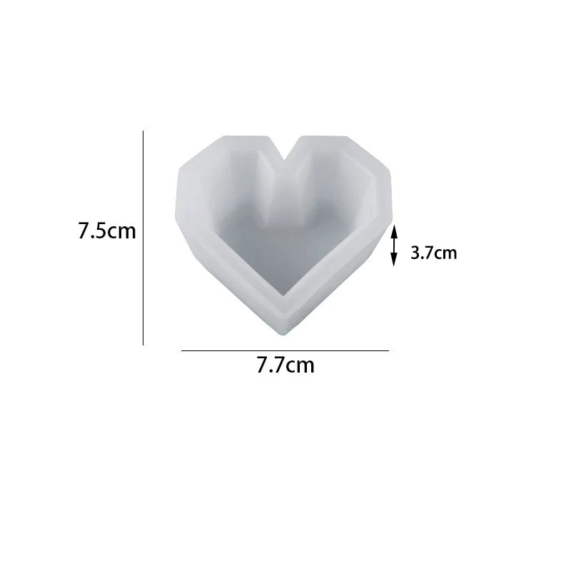 Heart Shaped Flowerpot Mold Succulent Pot Cement Silicone Mold Concrete Simple Design Garden Cement Pot Silicone Mold