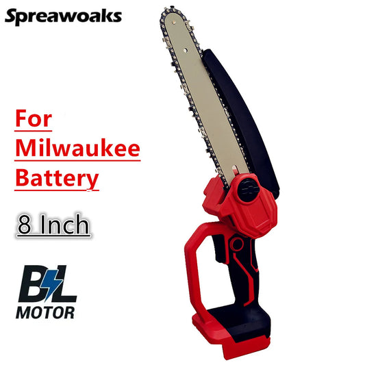 Fit For Milwaukee 18V Battery Brushless Electric Chainsaw 8 Inch Cordless Chain Saw Pruning Wood Cutting Power Tools