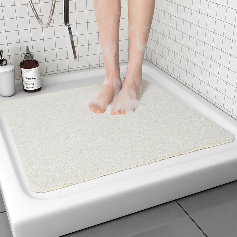 Bathroom Rugs Shower Mat Non-Slip Bathtub Mat with Drain DIY Clipping Quick Drying PVC Loofah Bathmat for Tub Shower Bathroom