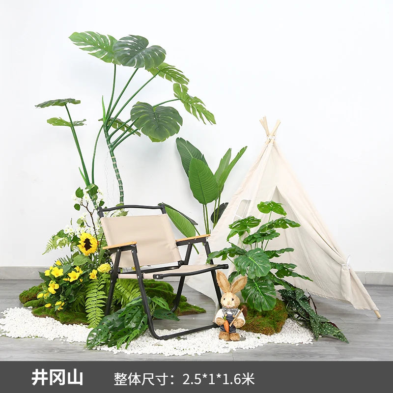 Simulation of green plant landscaping camping combined balcony landscape indoor fake green plant window decoration stair corner