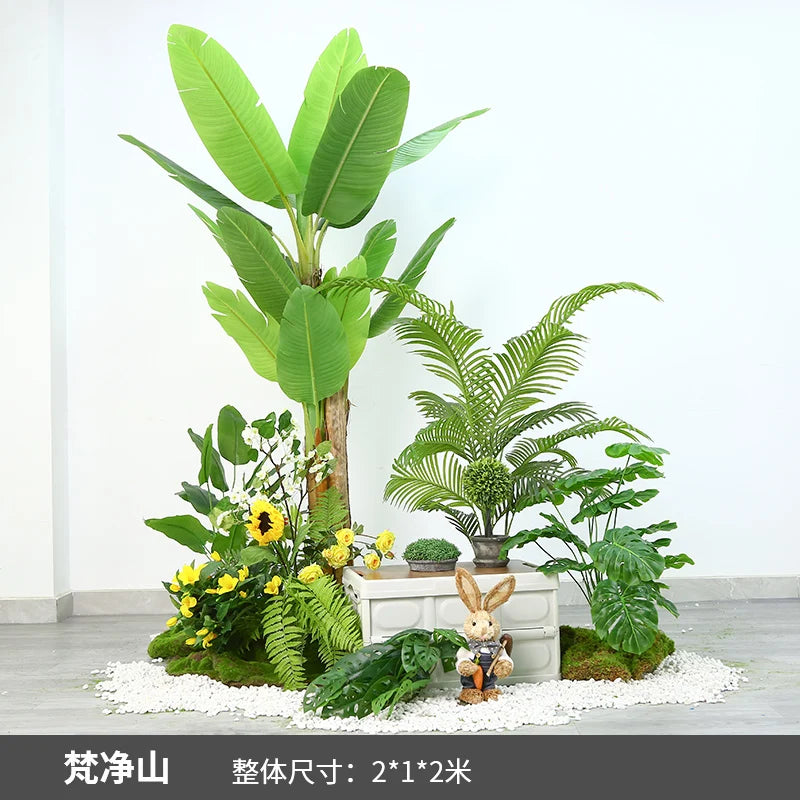 Simulation of green plant landscaping camping combined balcony landscape indoor fake green plant window decoration stair corner