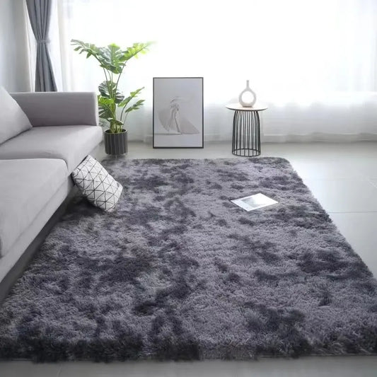 VIKAMA Silk Wool Rugs Children's Room Living Room Bedroom Tie-Dye Non-Slip Washable Machine Washable Carpet Mats