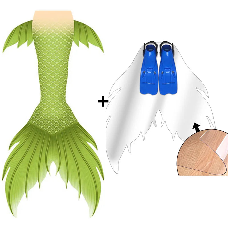 Professional Fast Shipping Green Mermaid Tail Women With Fin Monofin Mermaid Instructor Fish Beachwear Cloth for Mermaid Course