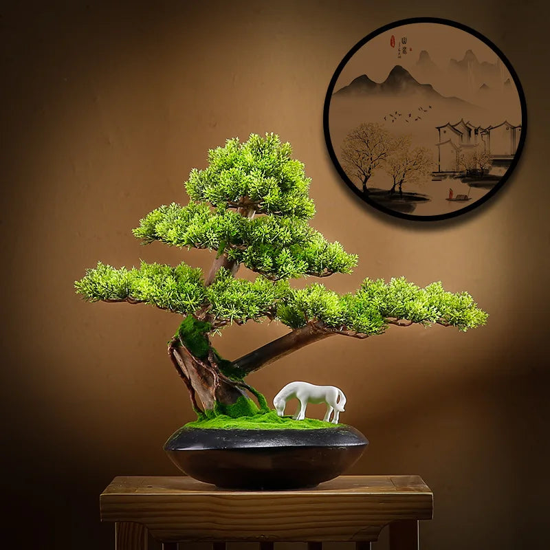 Simulation Welcome Pine Bonsai Plants Small Tree Flower Pots Fake Plants Bedroom Table Decoration Flower Pots Garden Decoration