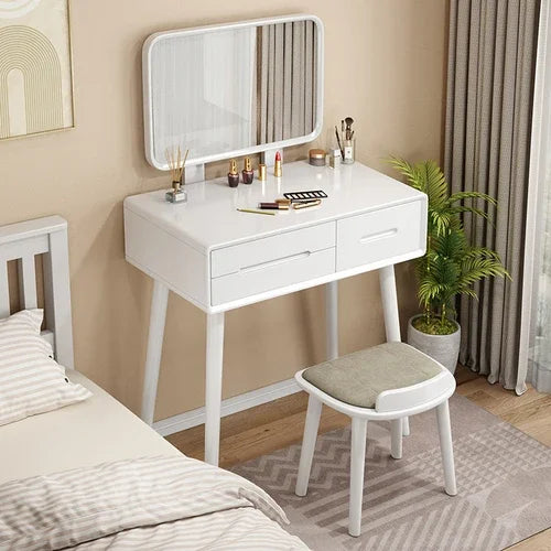 Desings Wood Dressing Table Drawers Storage Mirror Side Dressing Table Chair Luxury Coiffeuse De Chambre Bedroom Furniture