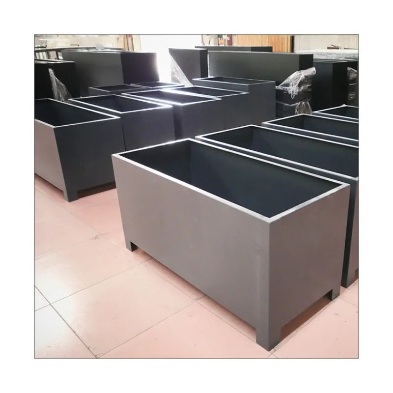 Steel Garden Large Pots Iron Garden Powder Coated Rectangular Planter Boxes Large Outdoor Pots For Plants