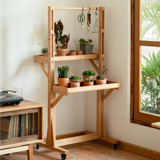 stepped flower shelf shelf balcony living room solid wood floor-to-ceiling succulent green plant flower pot