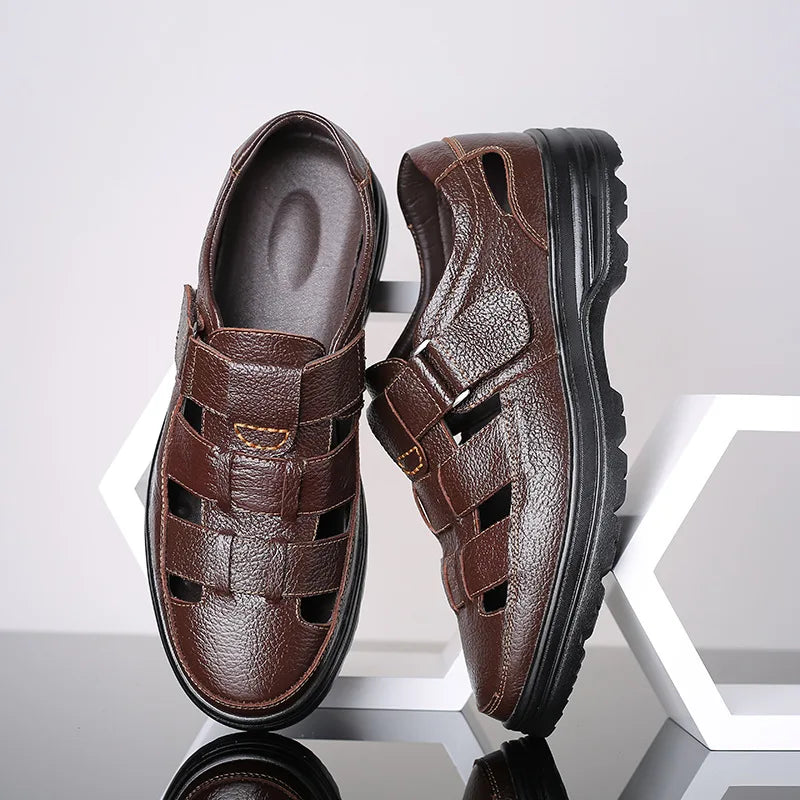 38-48 Men Soft Sandals Comfortable Men Summer Shoes Leather Sandals Big Size 48 Sandals Men Roman Breathable Men Casual Shoes